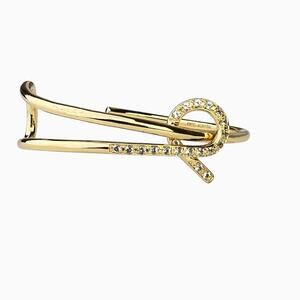 Elizabeth And James Bracelet Shiny Gold Tone Open Cuff Clear Rhinestones Cut Out